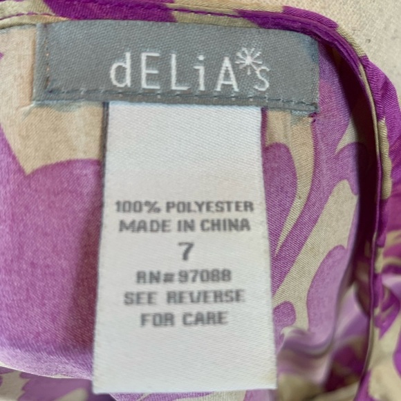 Delias Sleeveless Color Block Print Dress - Purple Cream - size 7 - Picture 6 of 7